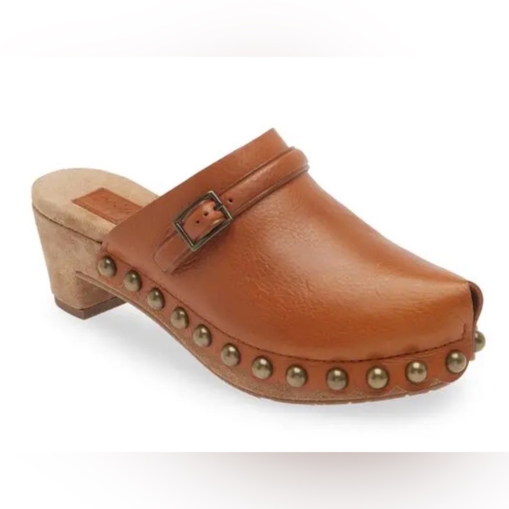 Pedro Garcia Naima Brown Leather Studded Mule Clogs
